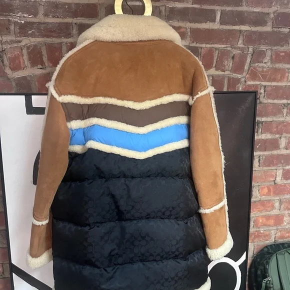 Men's Shearling Trim Colorblock Jacket - Picture 2 of 2
